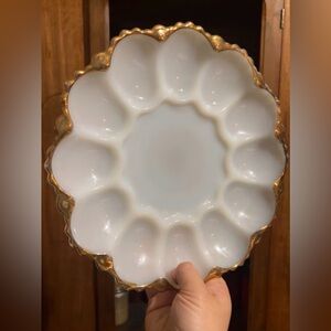 Vintage Fire King milk glass deviled egg dish